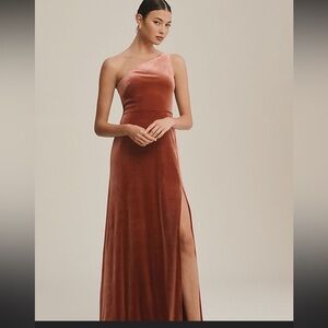 Jenny Yoo Strapless Velvet Dress in English Rose